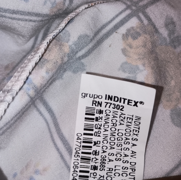 Zara Floral plaid ruffle Cap sleeves Orange Blue print flowers Size Large - Picture 2 of 11